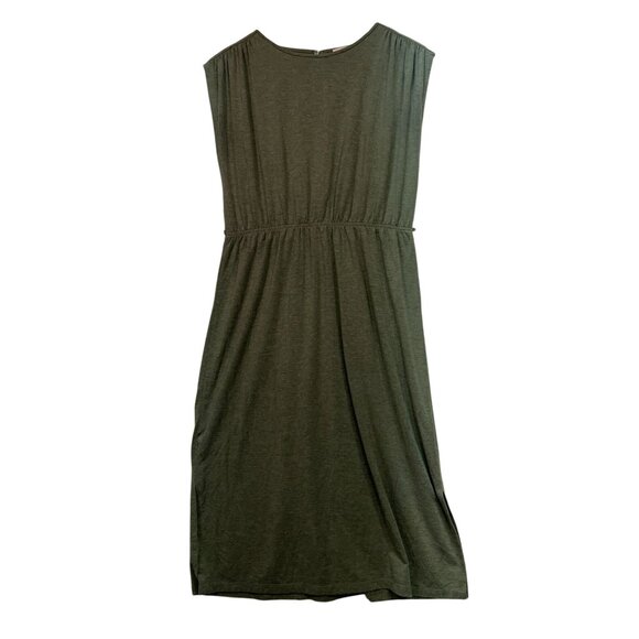 Ann Taylor Loft Womens A-Line Blouson Midi Dress Small Green Sleeveless Casual - Picture 1 of 10